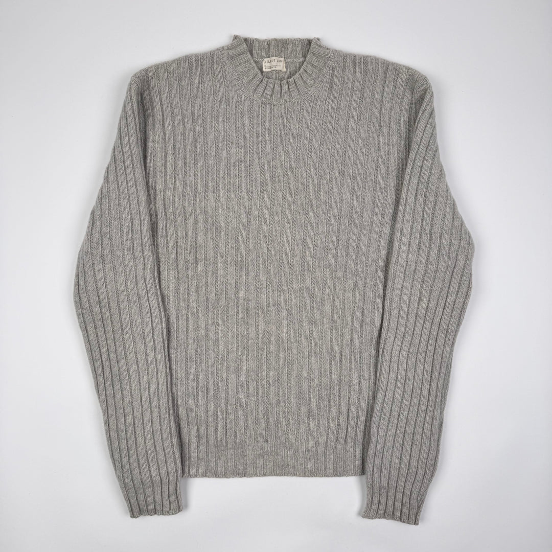 Helmut Lang FW1998 Light Gray Wool Chunky Ribbed Knit Pullover