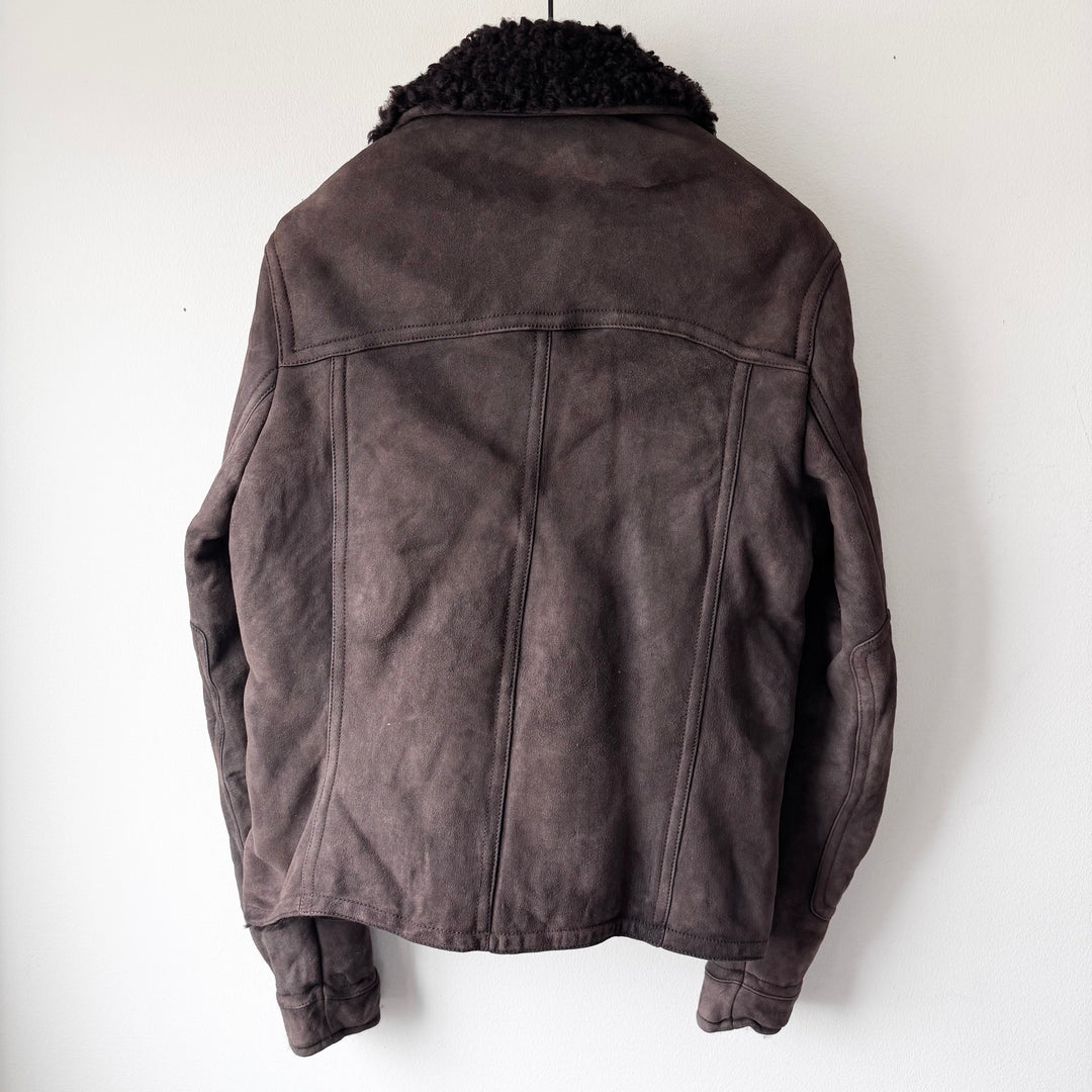 Gucci FW2011 Brown Suede Leather Shearling Bomber Jacket