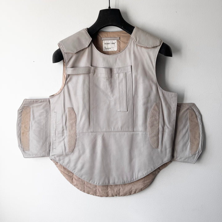 Helmut Lang SS1998 White Leather Bulletproof Tactical Vest