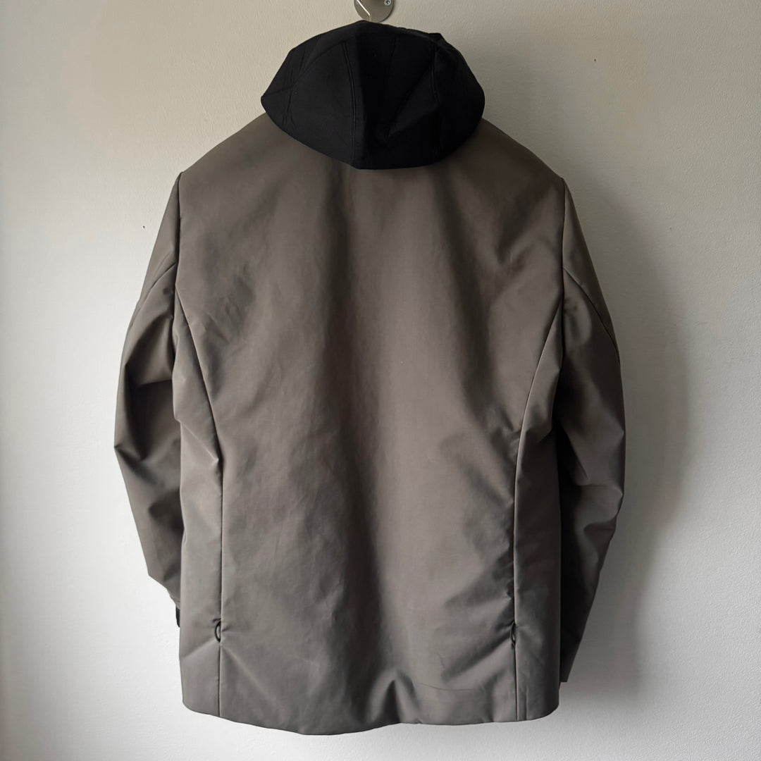 Prada Linea Rossa FW1999 Gray Neoprene Ninja Hooded Insulated Padded Jacket