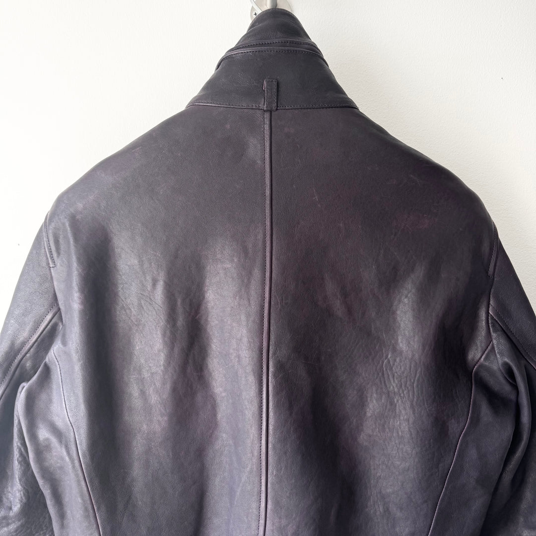 Ann Demeulemeester FW2013 Eggplant Purple High-Neck Leather Jacket