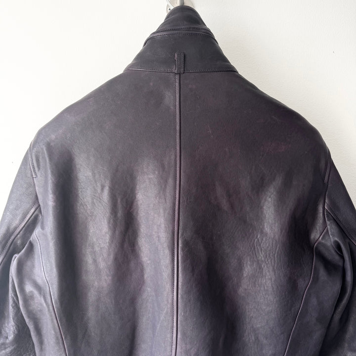Ann Demeulemeester FW2013 Eggplant Purple High-Neck Leather Jacket
