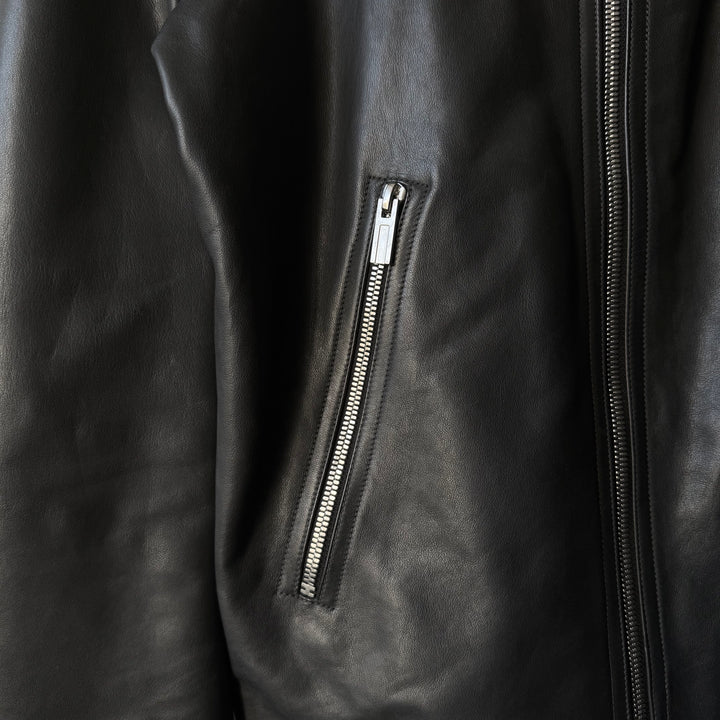 Hermes Black Calf Leather Cashmere Lined Cropped Jacket
