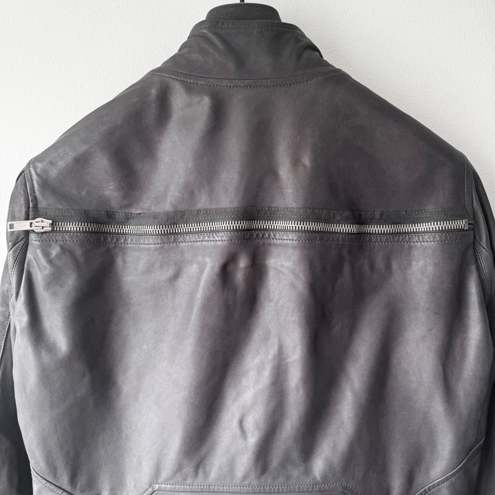 Rick Owens SS2010 Dark Shadow Gray Globa Back-Zip Lamb Leather Jacket