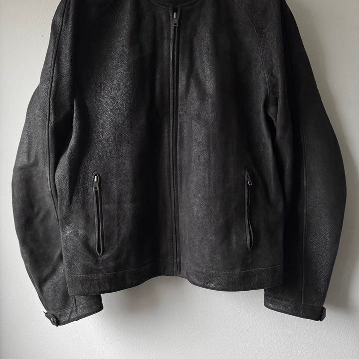 Gucci By Tom Ford SS2003 Vintage Effect Black Reverse Leather Café Racer Jacket