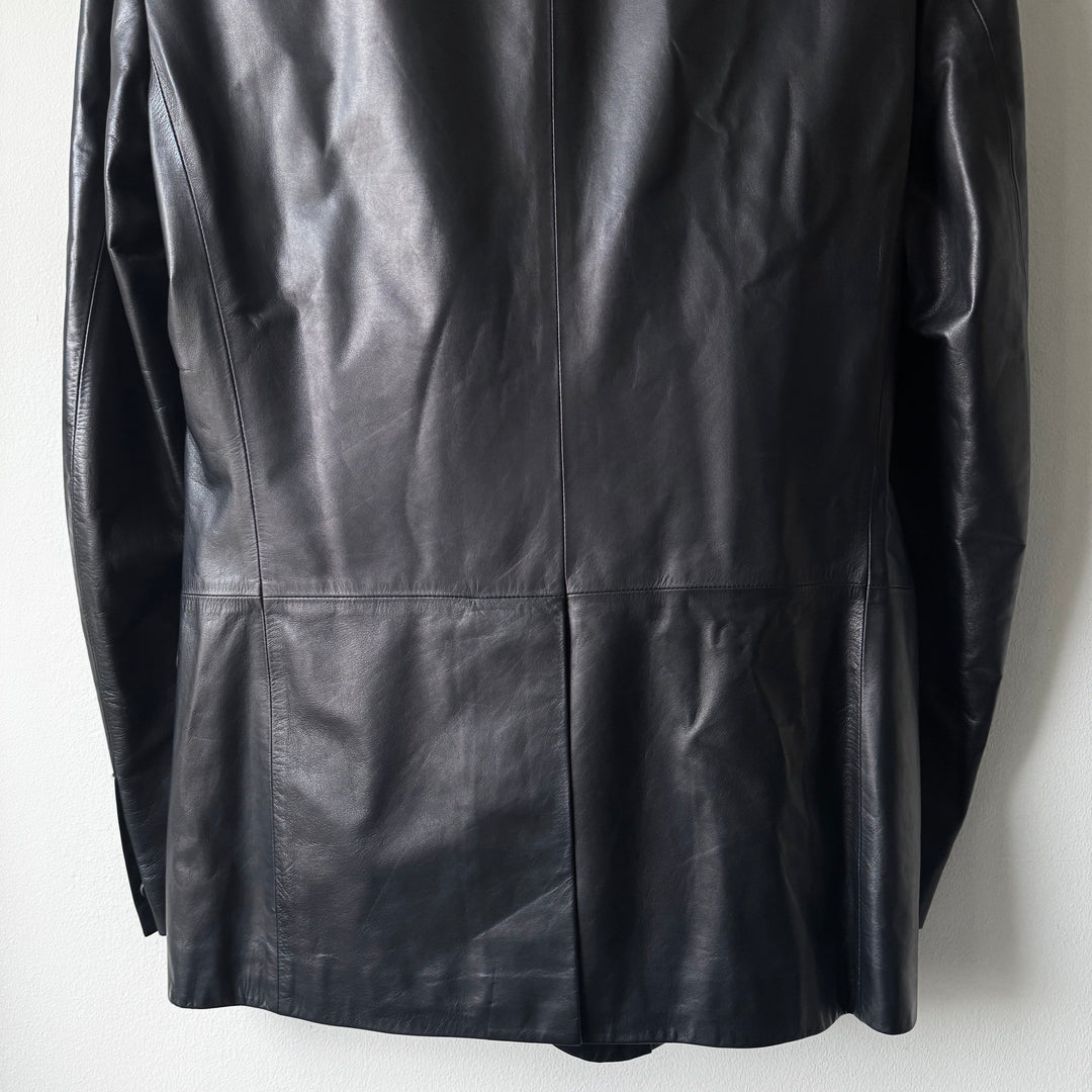Jil Sander By Raf Simons 2000’s Dark Navy Nappa Lamb Leather Blazer Jacket
