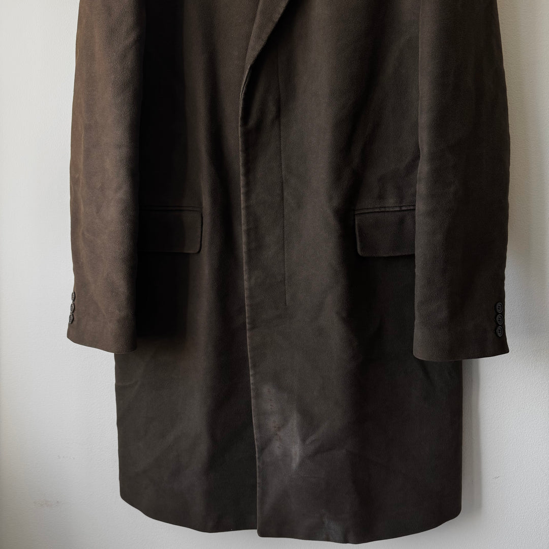 Helmut Lang 1990’s Brown Moleskin Button-Up Overcoat