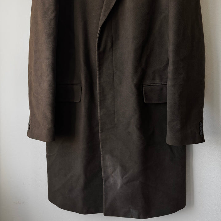 Helmut Lang 1990’s Brown Moleskin Button-Up Overcoat