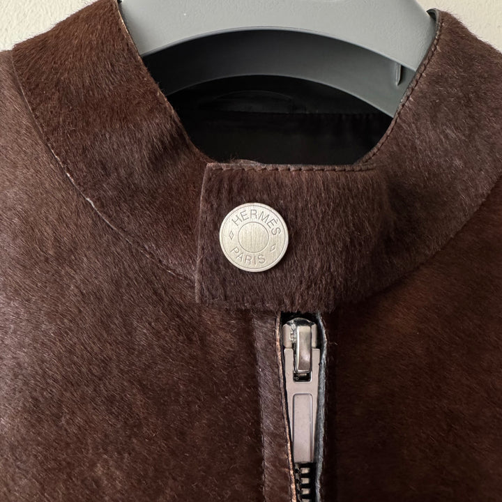Hermes FW2015 Runway Sample Hair-On-Hide Calf Leather Moto Jacket