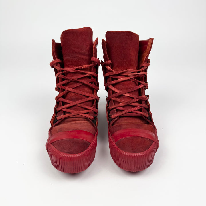 Boris Bidjan Saberi AW2015 Red Lamb Leather Bamba 2 High-Top Sneakers