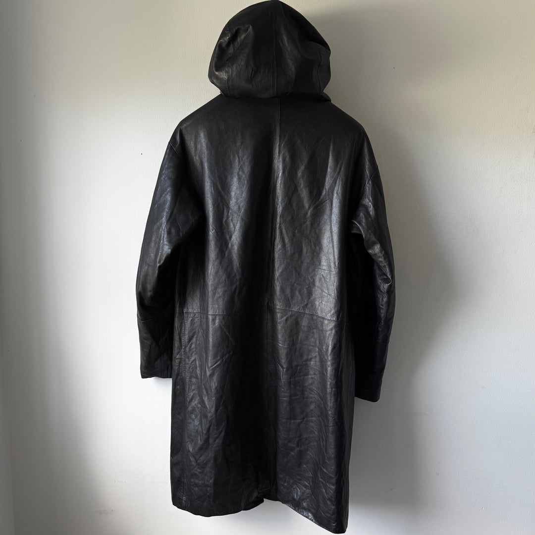 Helmut Lang 1990s Hooded Leather Parka