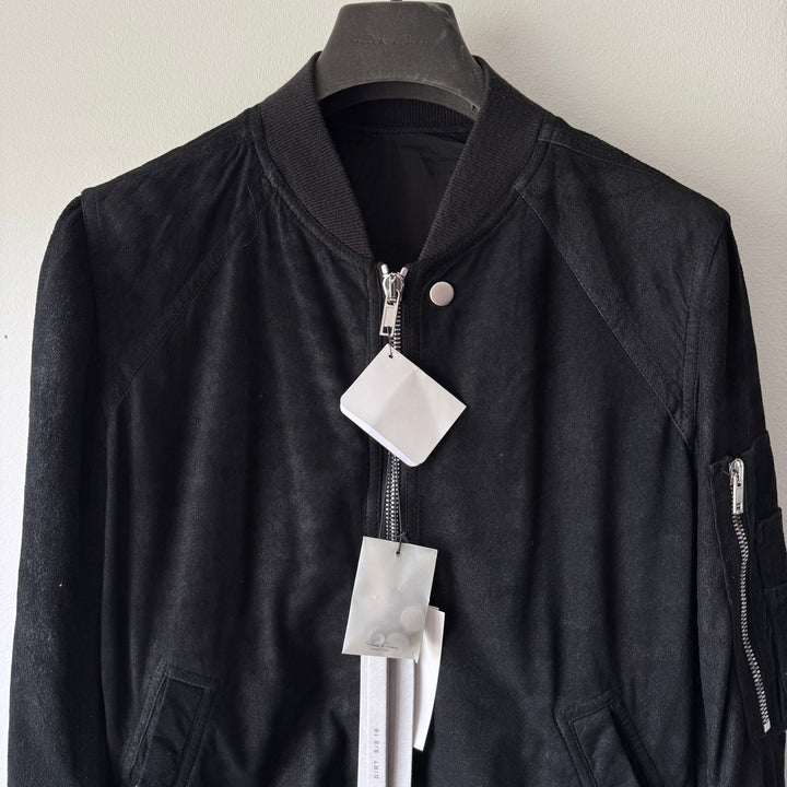 Rick Owens SS2018 Black Blistered Lamb Leather MA-1 Bomber Jacket