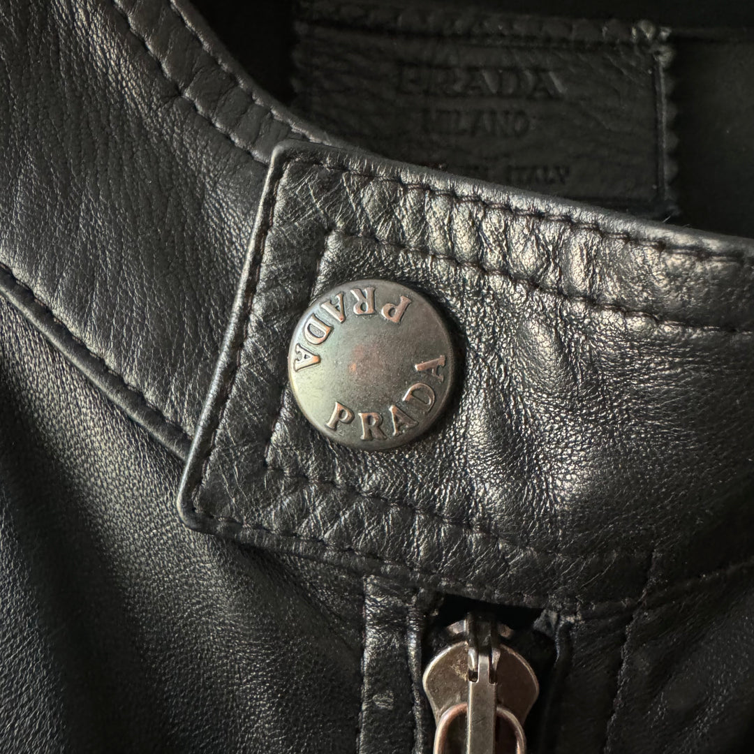 Prada 2000’s Mainline Cropped Leather Moto Jacket