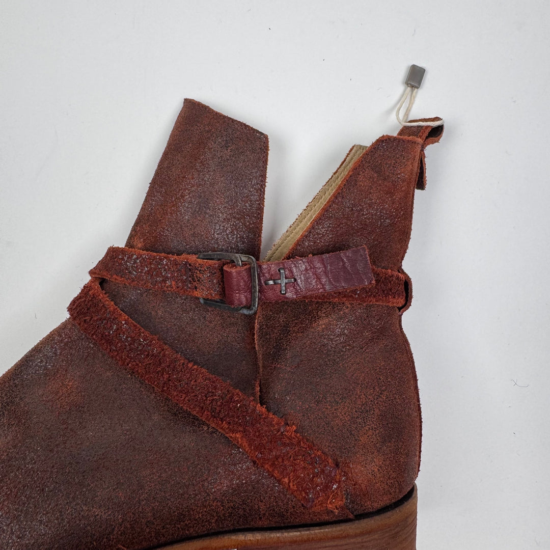 M.A+ Red Bison Leather Buckle Jodhpur Boots w/ Box & Soles