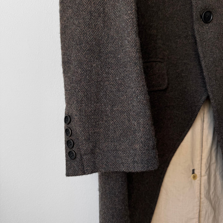 Yohji Yamamoto Pour Homme FW2012 Grey/Brown Wool Asymmetric Stand Collar Coat