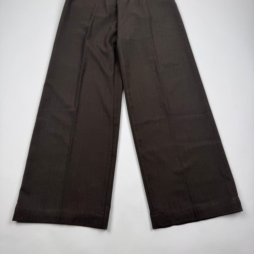 Dries Van Noten 2000’s Brown Wide Leg Work Pants