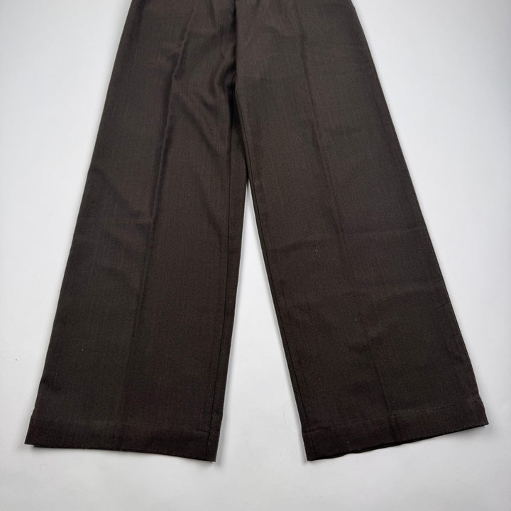 Dries Van Noten 2000’s Brown Wide Leg Work Pants