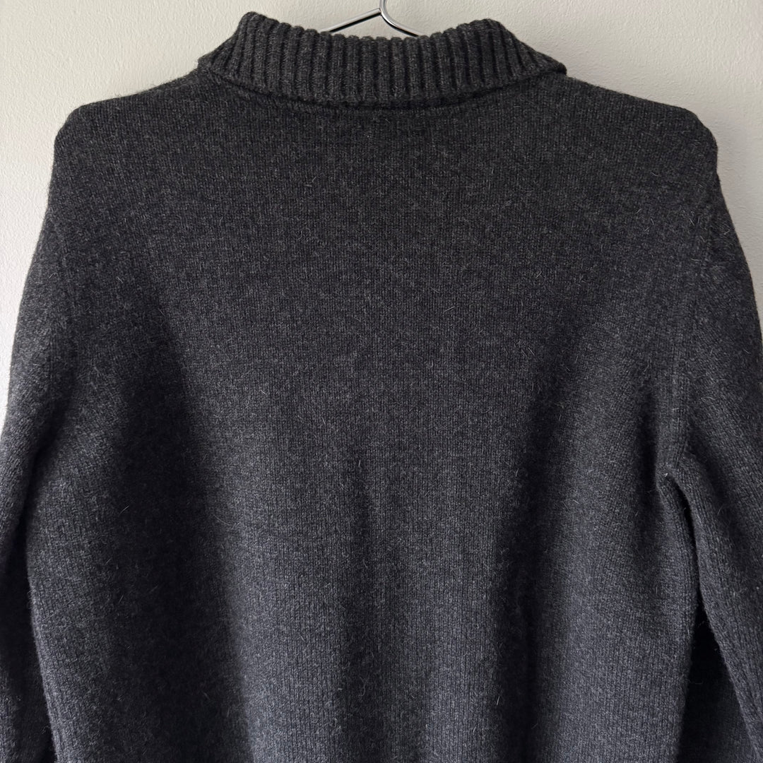 Helmut Lang 1998 Gray Knitted Wool Polo Zip-Up Sweater
