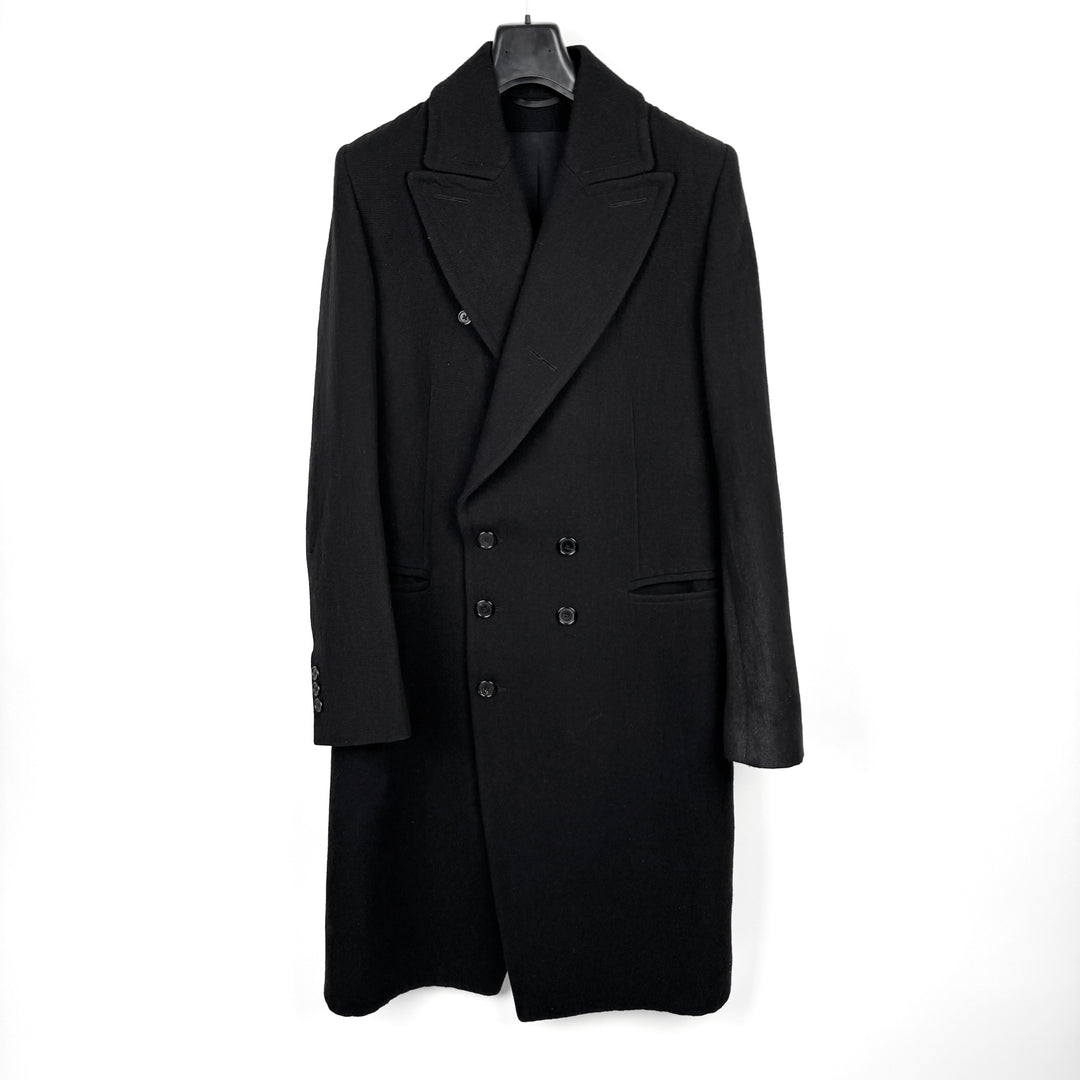 Ann Demeulemeester FW2011 Black Linen/Wool Double Breasted Coat