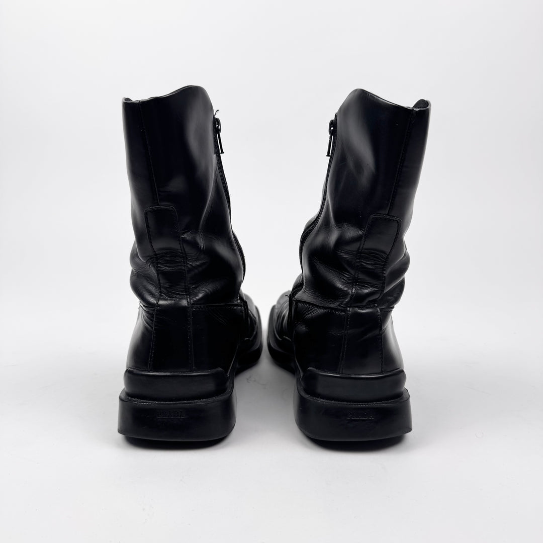 Prada FW1999 Black Patent Leather Square Toe Boots