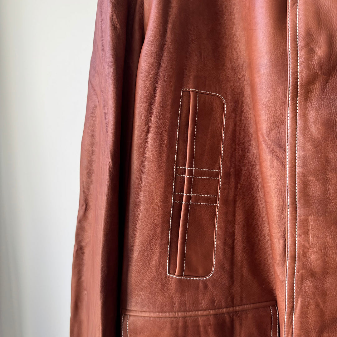 Hermes Brown/Orange Calf Leather Overcoat