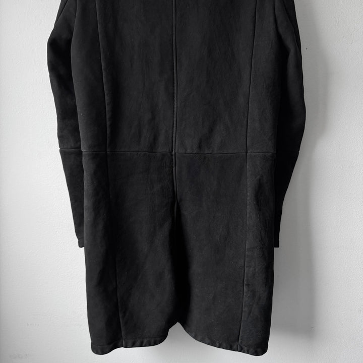 Prada FW2013 Black Reverse Lamb Fur Shearling Leather Button-Up Coat