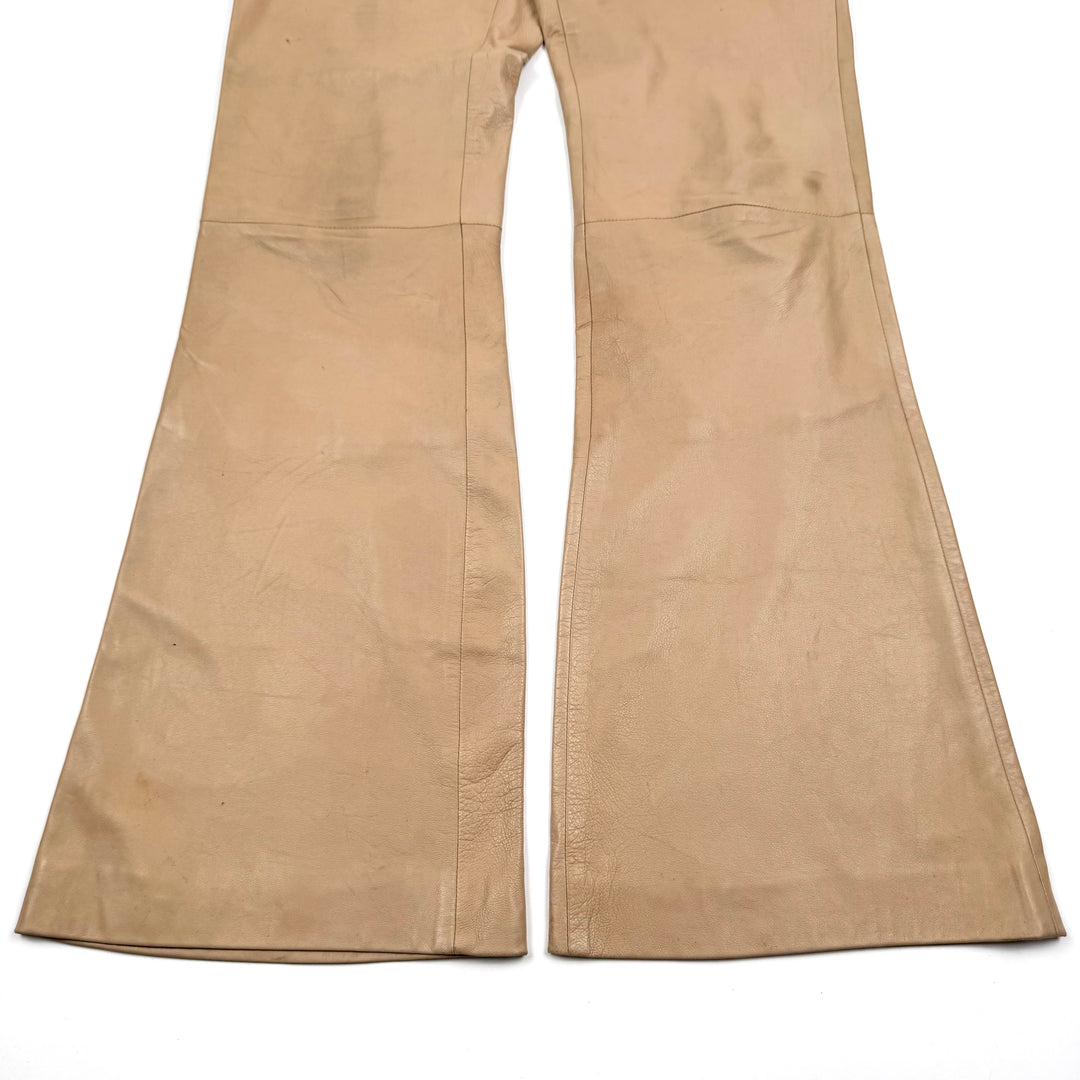 Gucci By Tom Ford SS2000 Beige Flared Bootcut Leather Pants