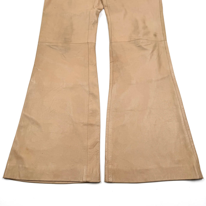 Gucci By Tom Ford SS2000 Beige Flared Bootcut Leather Pants