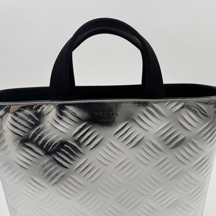 Prada FW2023 Silver Leather Tote Bag