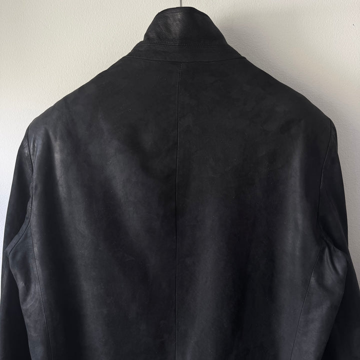 Dior Homme Black Leather Cashmere Lined Shirt Jacket
