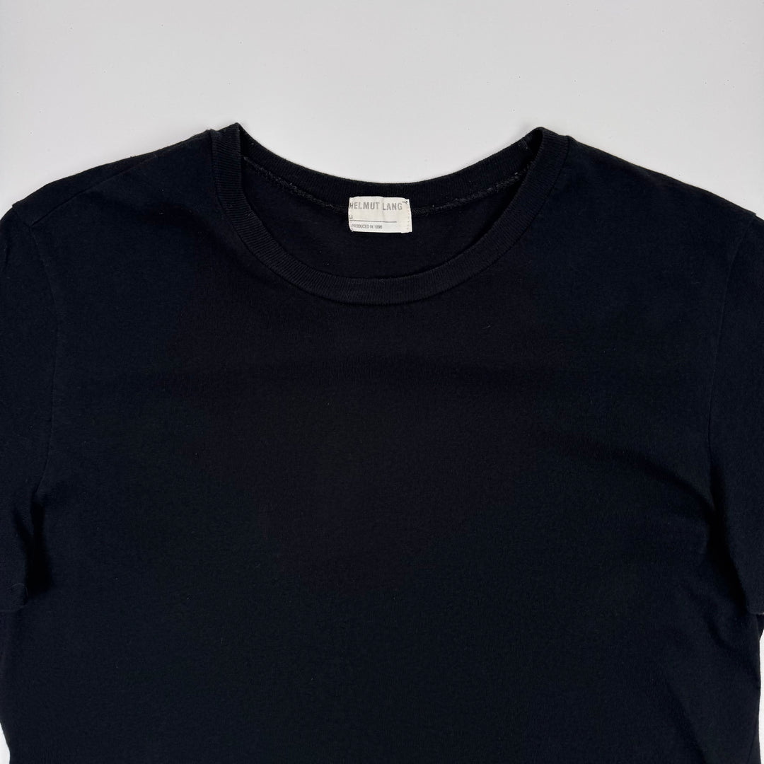 Helmut Lang 1996 Black Logo Print Backstage Press T-Shirt