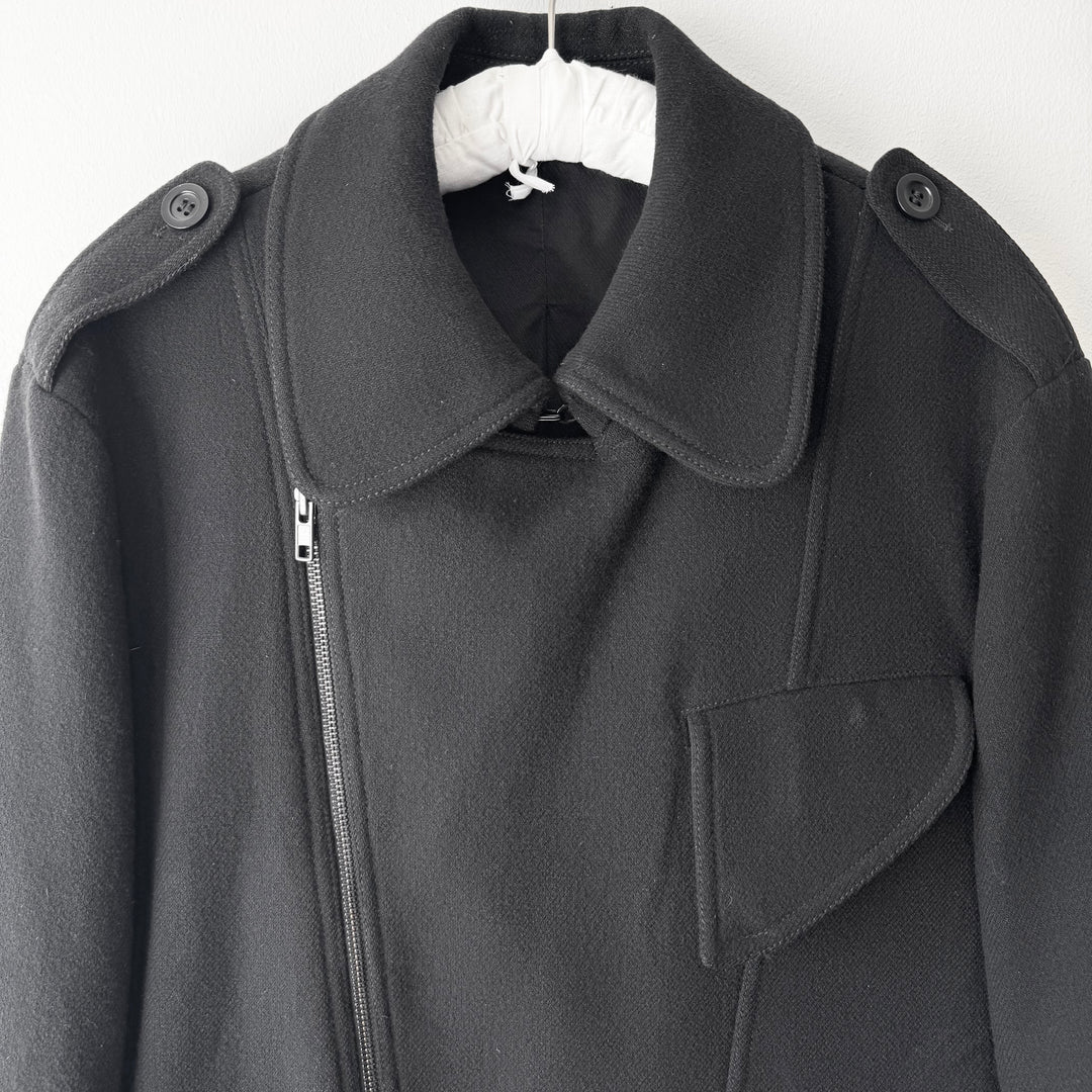 AW2008 Martin Margiela Black Wool Perfecto Biker Jacket