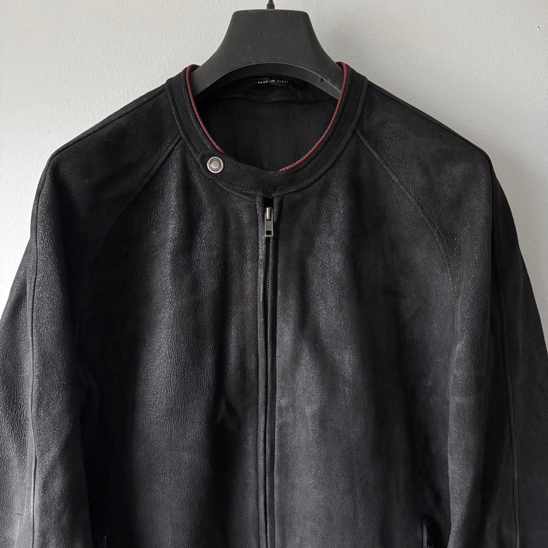 Gucci By Tom Ford SS2003 Vintage Effect Black Reverse Leather Café Racer Jacket