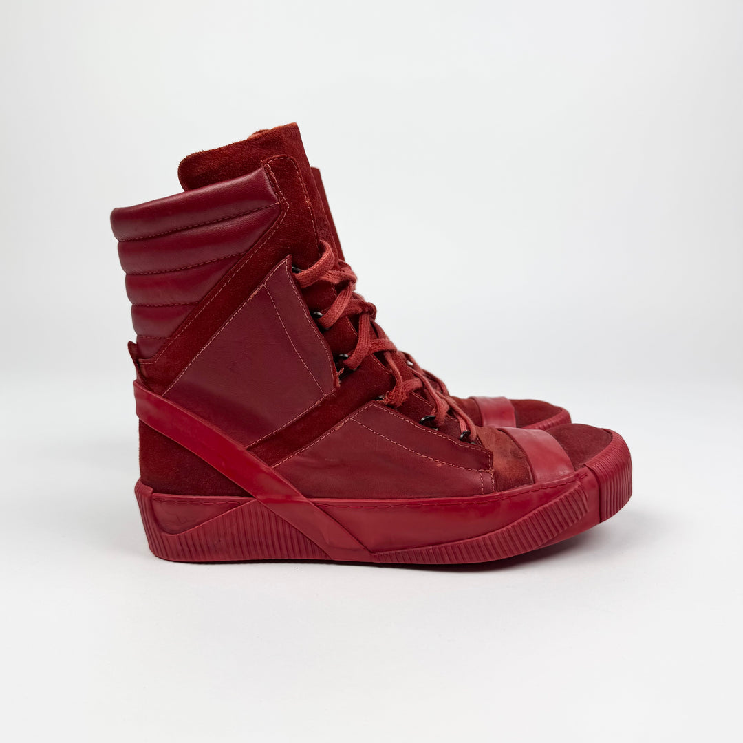 Boris Bidjan Saberi AW2015 Red Lamb Leather Bamba 2 High-Top Sneakers