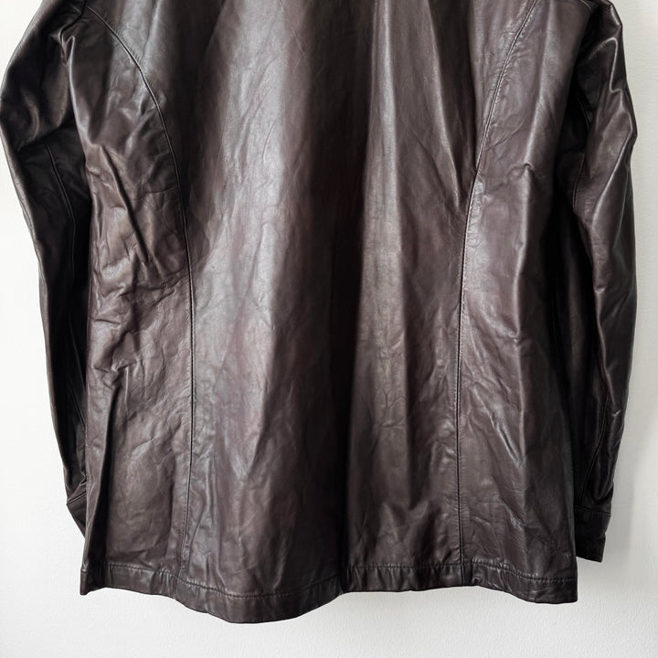 AW2003 Martin Margiela Brown 1-Pocket Leather Overshirt Jacket