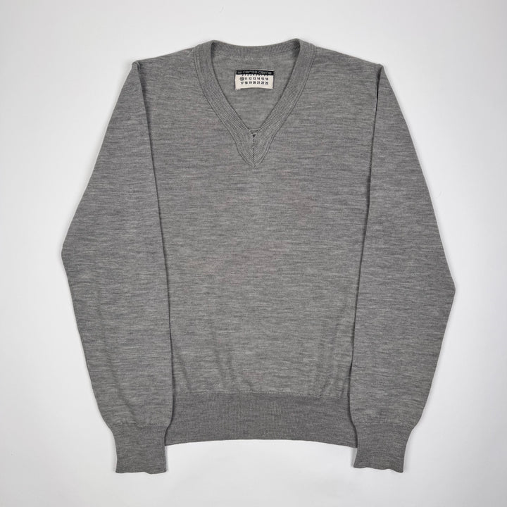 AW2006 Martin Margiela Light Gray Wool V-Neck Knit Pullover