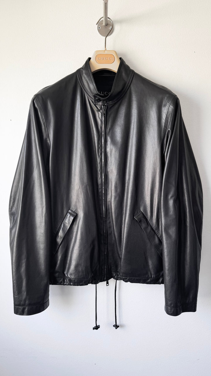 Gucci By Tom Ford SS1999 Black Cropped Lamb Leather Blouson Jacket