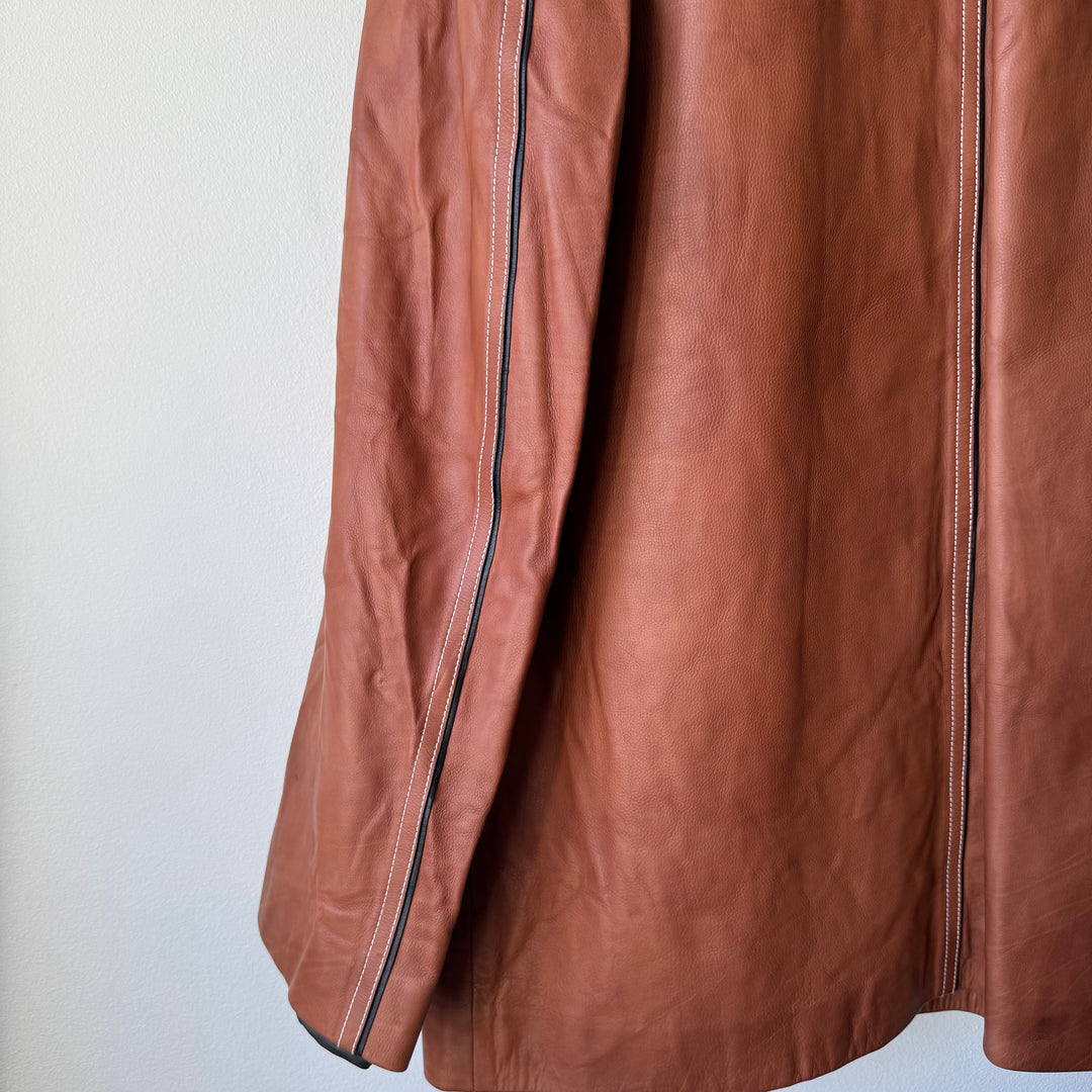 Hermes Brown/Orange Calf Leather Overcoat