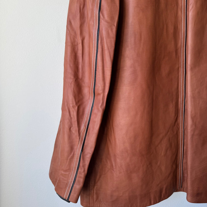 Hermes Brown/Orange Calf Leather Overcoat
