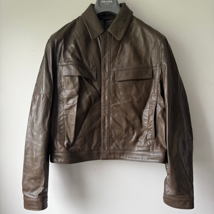 Lemaire Cropped Glazed Cow Leather Blouson Jacket