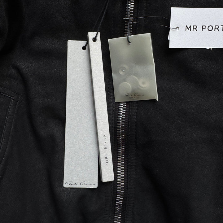 Rick Owens SS2018 Black Blistered Lamb Leather MA-1 Bomber Jacket