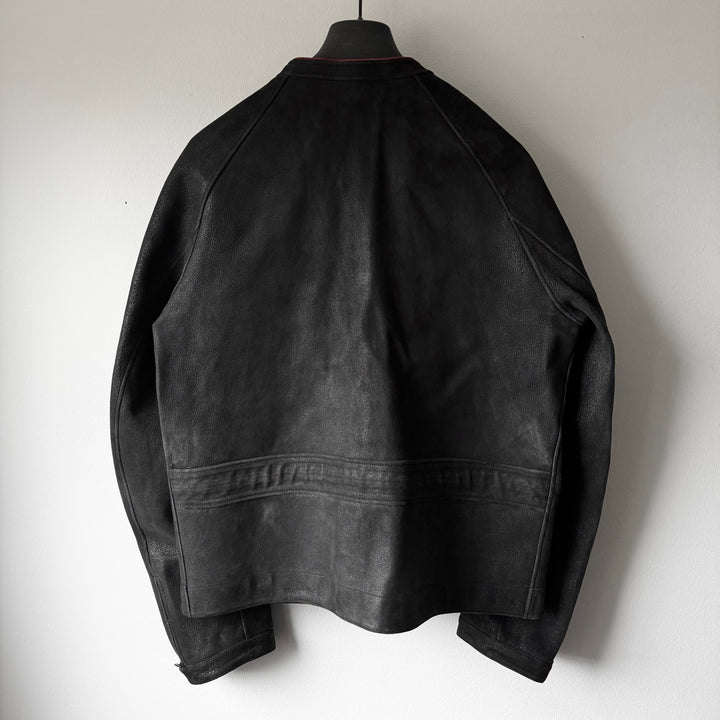 Gucci By Tom Ford SS2003 Vintage Effect Black Reverse Leather Café Racer Jacket