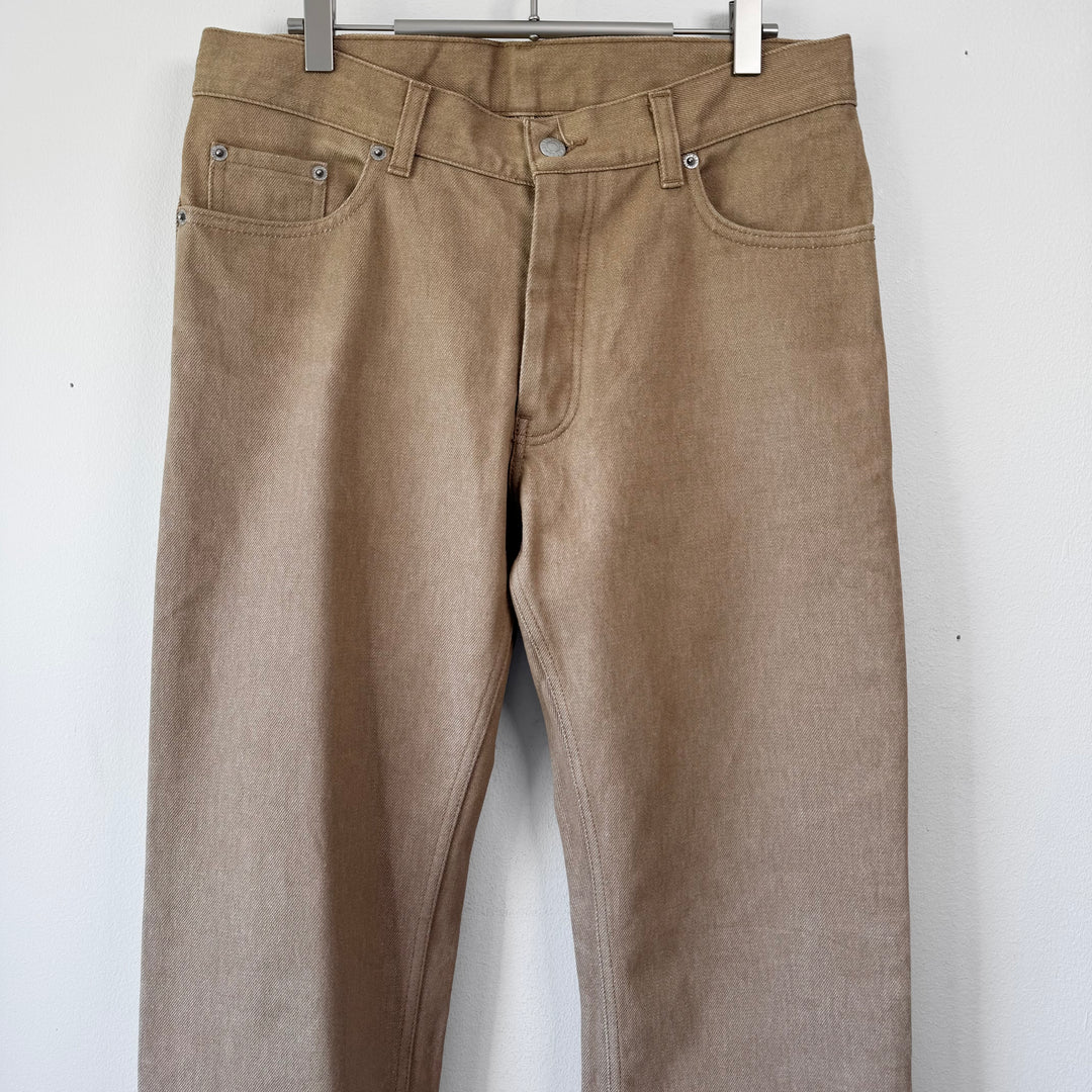 Helmut Lang 2000 Caramel Brown Classic Cut Raw Denim