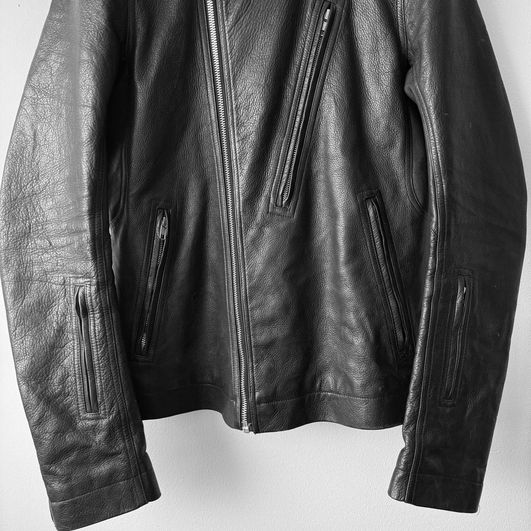 Rick Owens SS2016 Black Heavy Calf Leather Safari Moto Biker Jacket