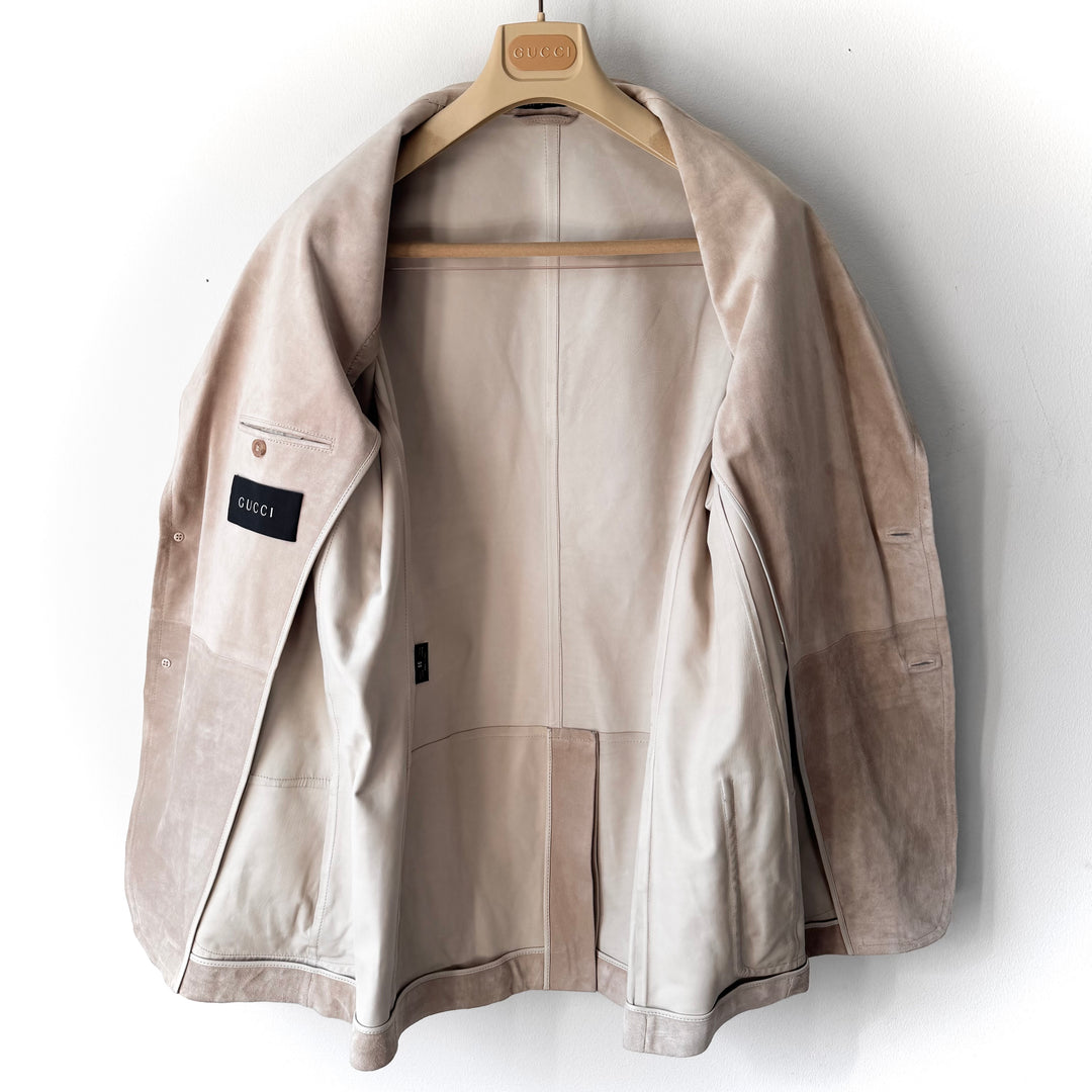 Gucci SS2005 Sand Beige Suede Leather Blazer Jacket
