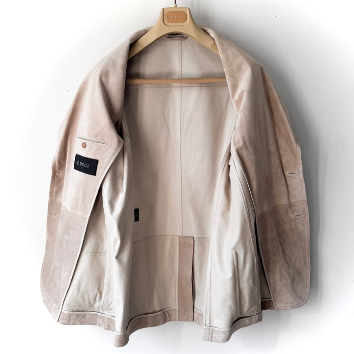 Gucci SS2005 Sand Beige Suede Leather Blazer Jacket