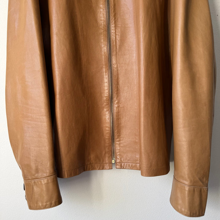 Gucci By Tom Ford SS1997 Brown Zip-Up Leather Shirt Blouson Jacket