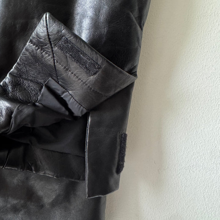 Prada FW1998 Black Lamb Leather Button-Up Overcoat Jacket