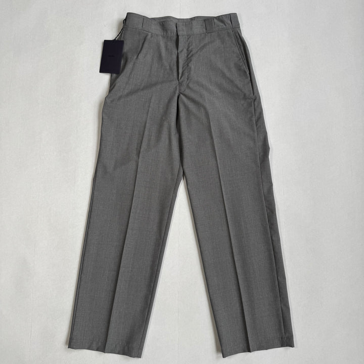 Prada 2024 Main-Line Light Gray Wide Fine Wool Pants