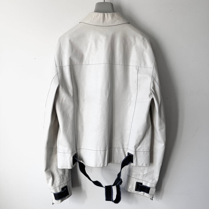 Miu Miu SS2000 White Belted Leather Blouson Jacket